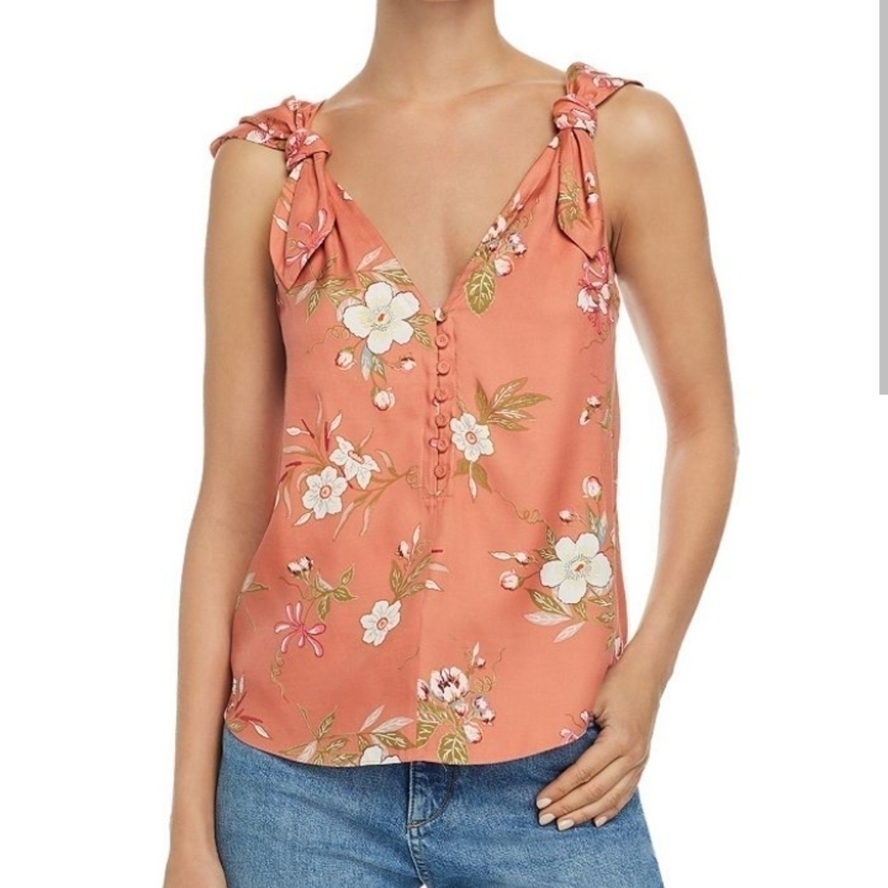 Rebecca Taylor Lita Floral Print Tank Sunset